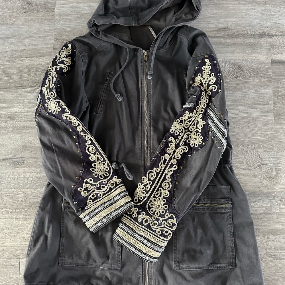 🌟 RARE! FREE PEOPLE Golden Quills Military Jacket in XS! - Picture 6 of 8